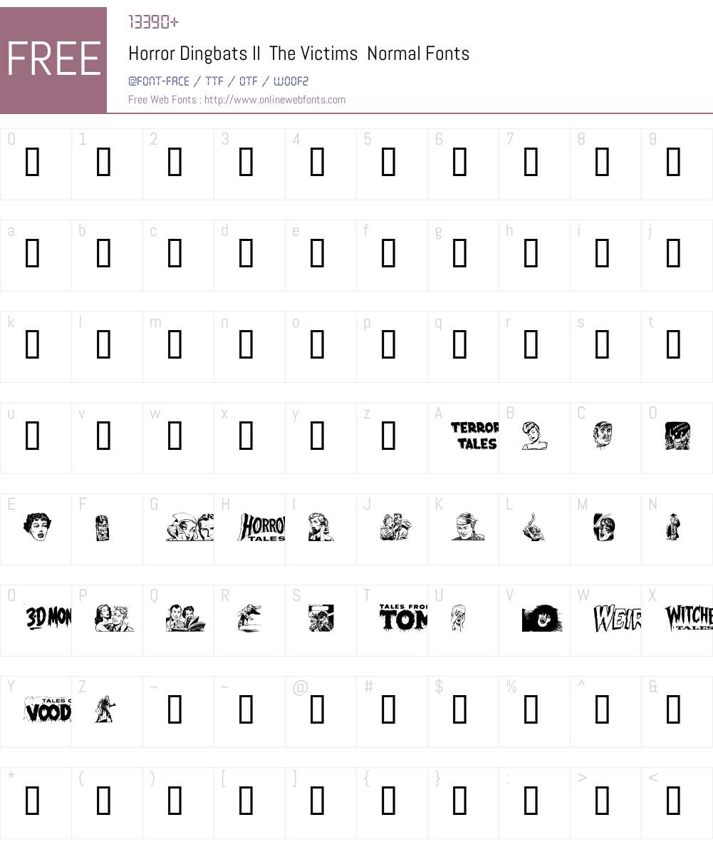 Horror Dingbats II The Victims Font Screenshots