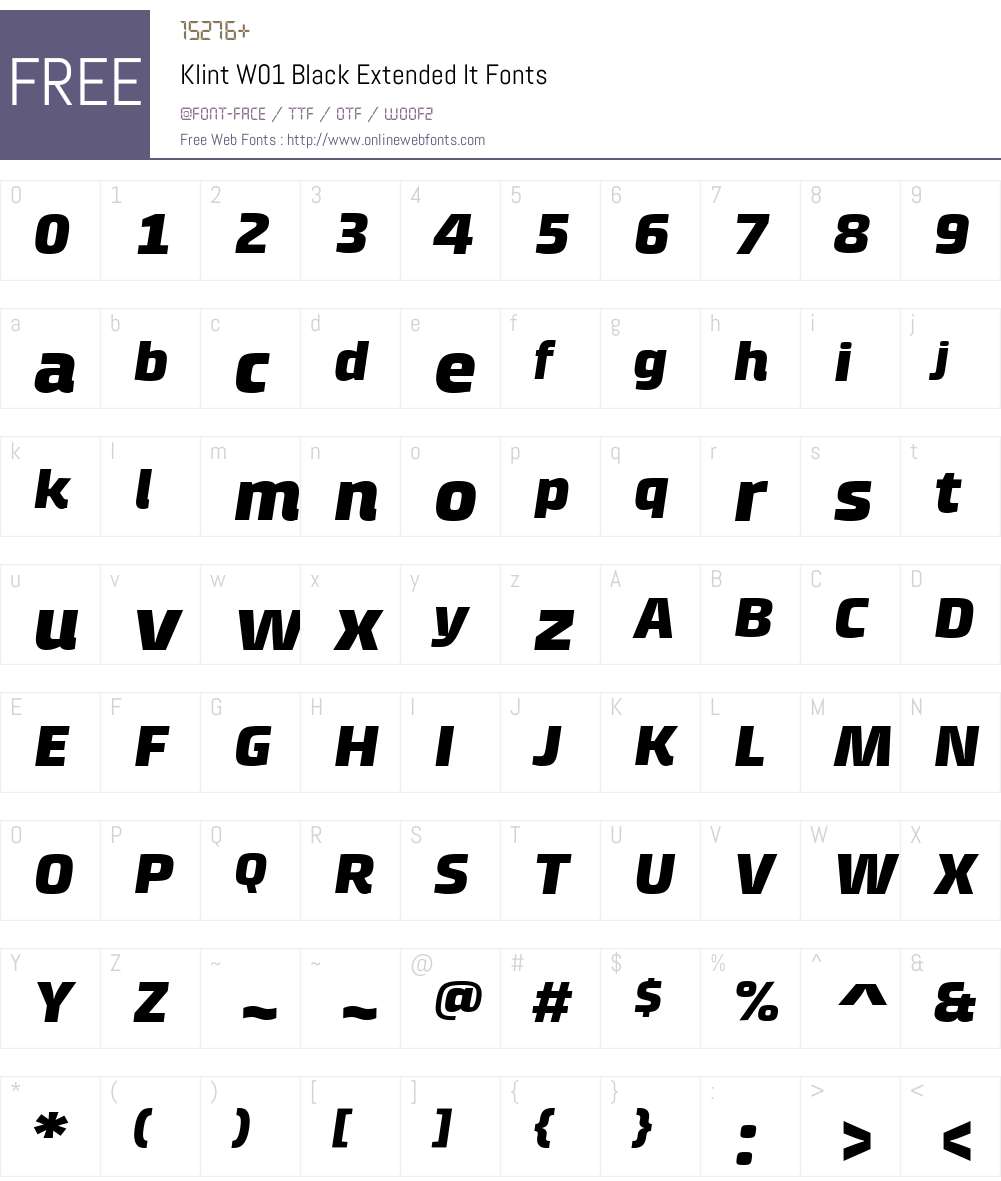 KlintW01-BlackExtendedIt Font Screenshots