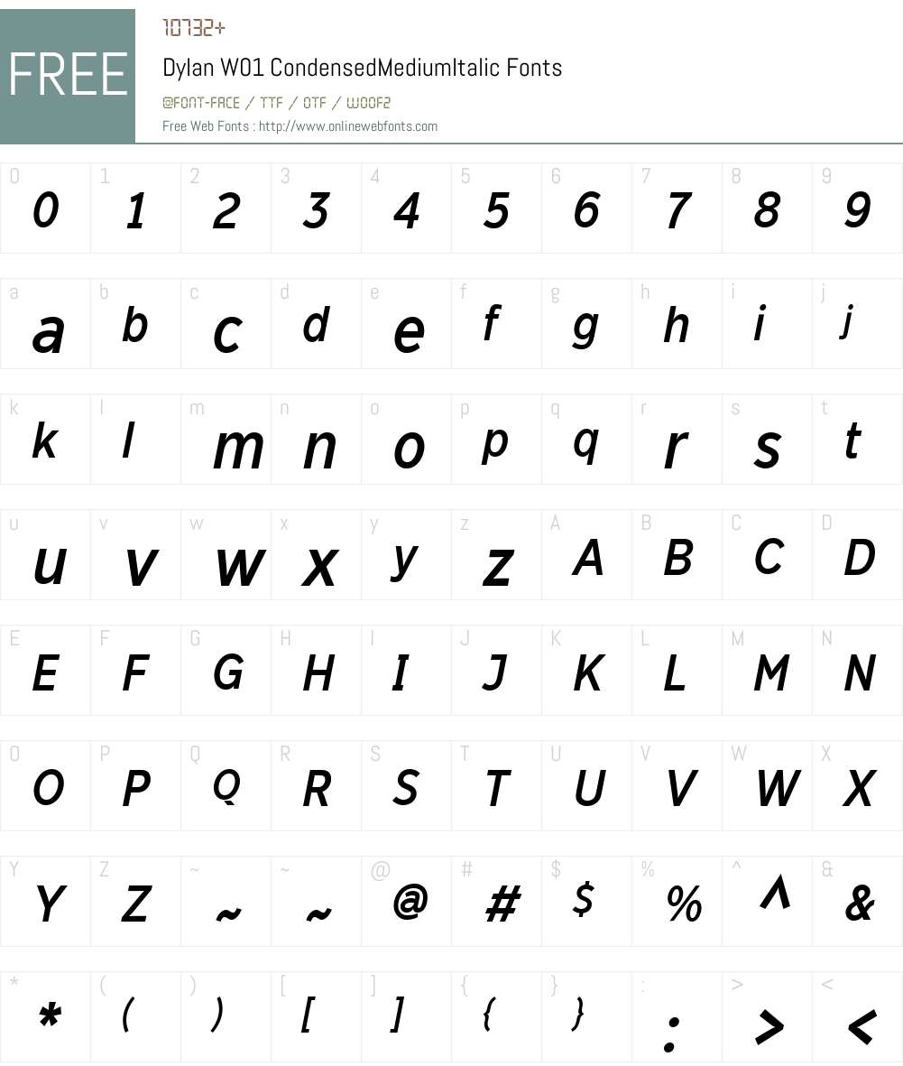 DylanW01-CondensedMediumIt Font Screenshots