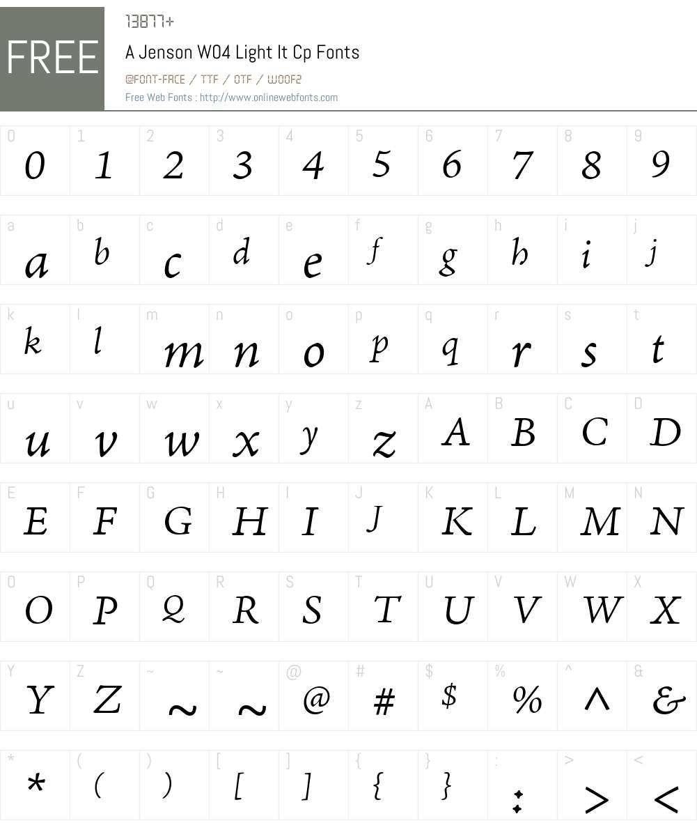 AJensonW04-LightItCp Font Screenshots