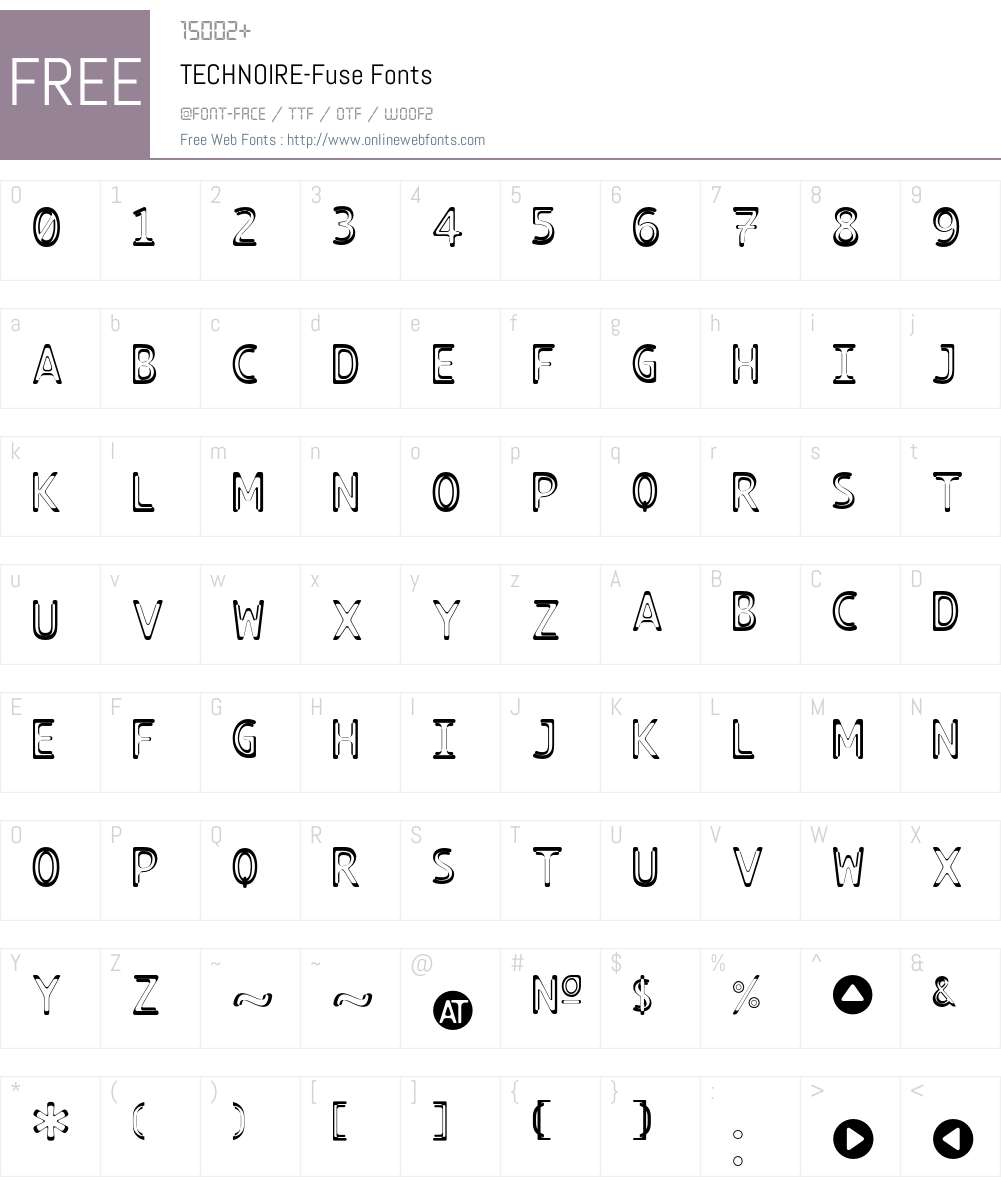 TECHNOIRE Font Screenshots
