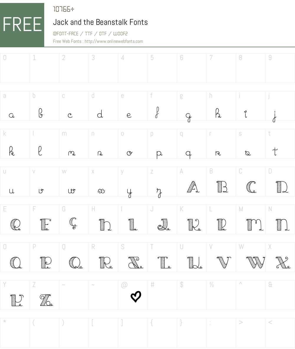 Jack and the Beanstalk Font Screenshots