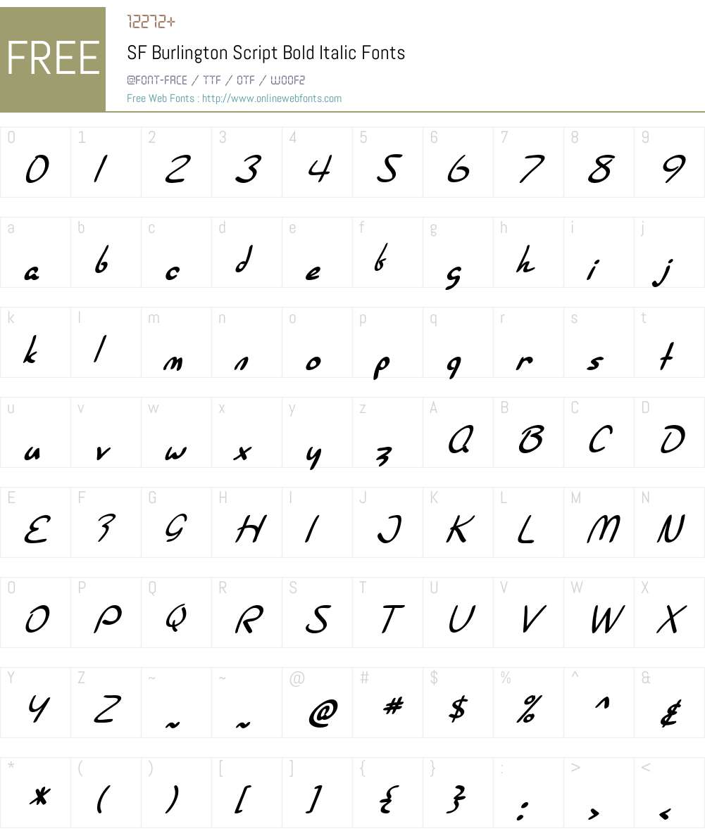 SF Burlington Script Font Screenshots