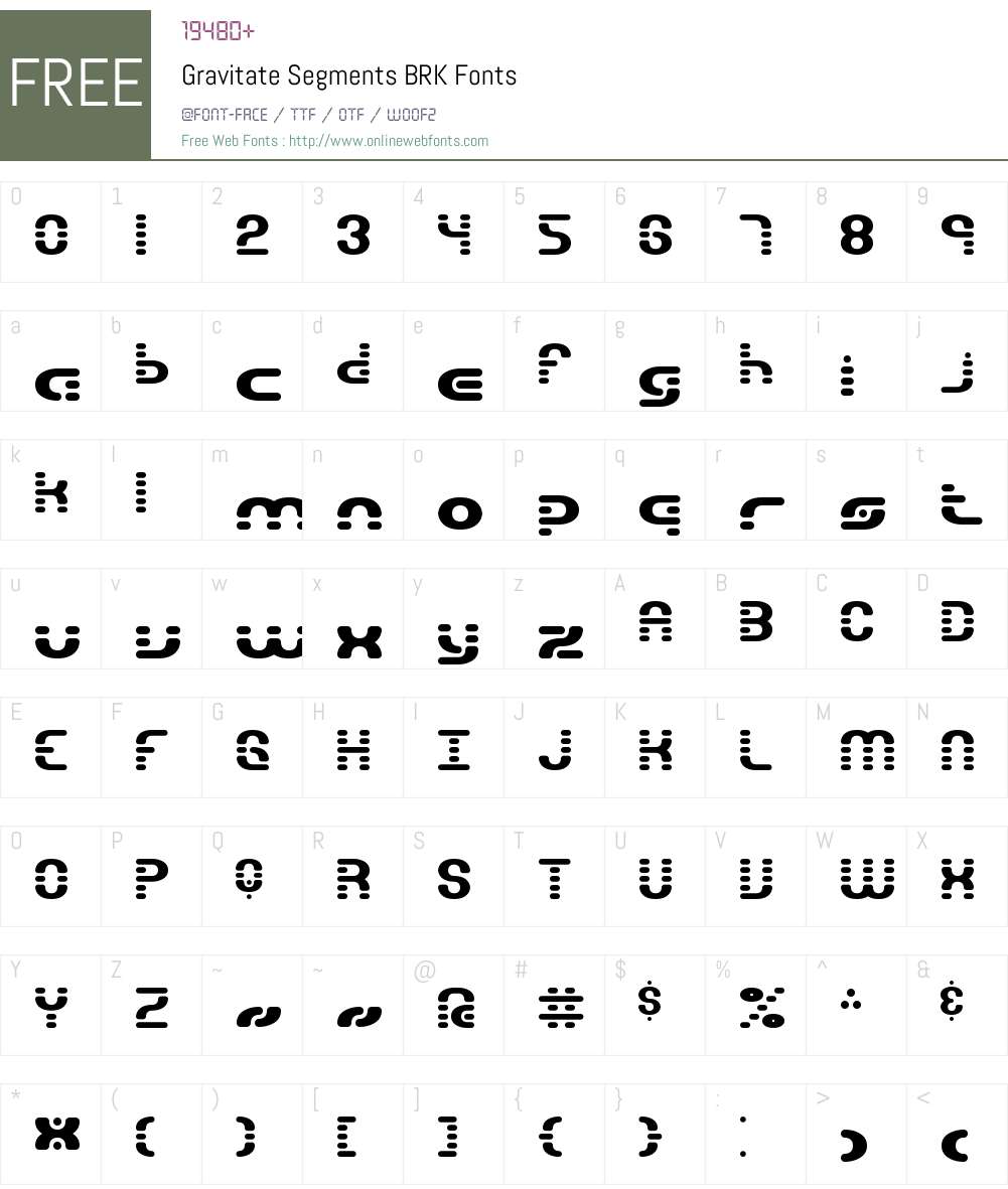 Gravitate Segments BRK Font Screenshots