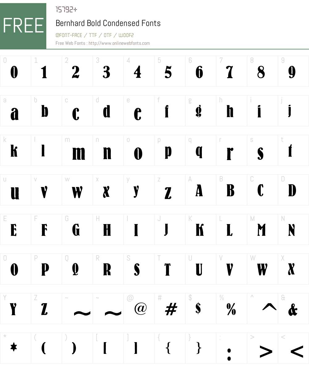 Bernhard Bold Condensed Font Screenshots