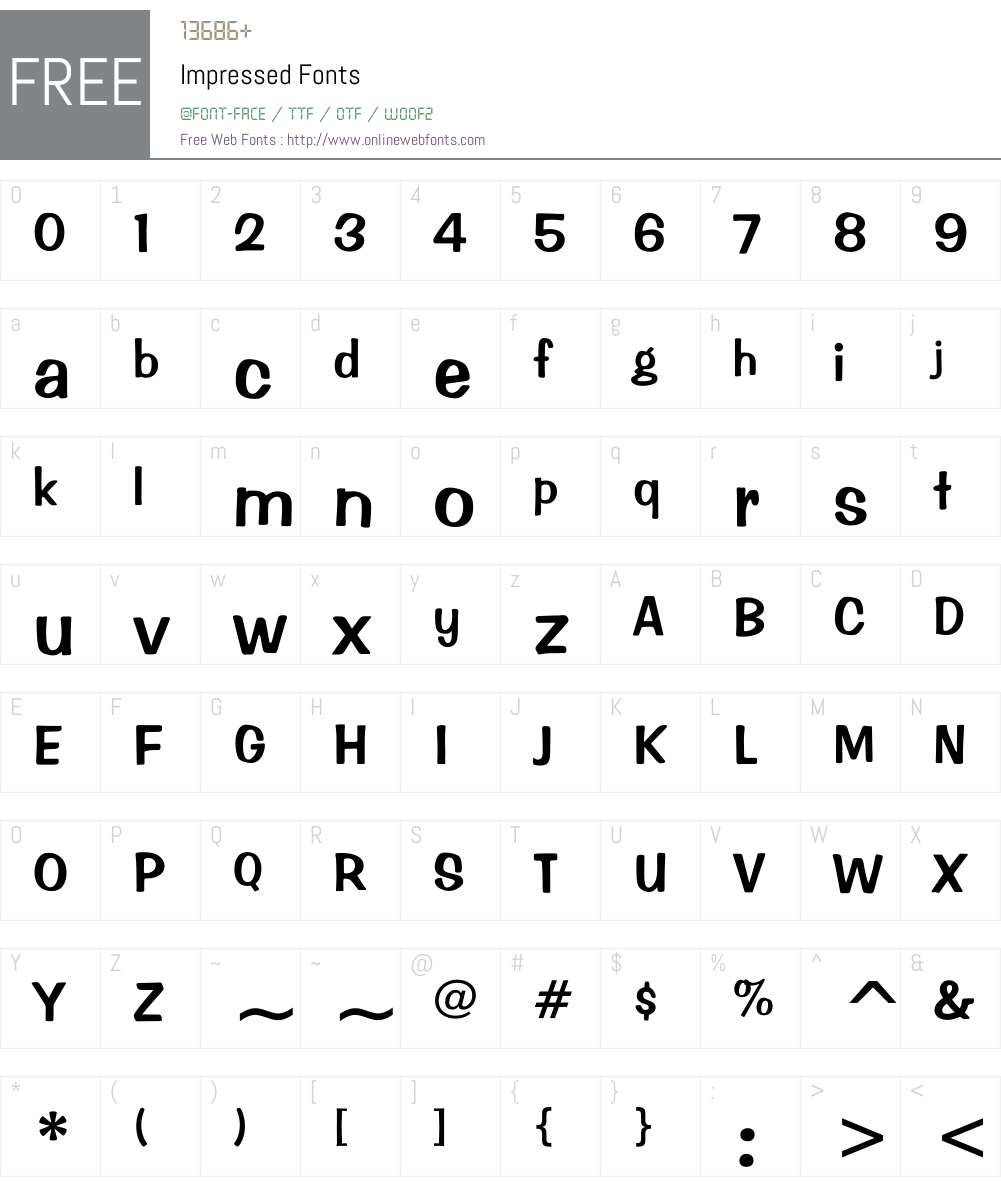 Impressed Font Screenshots