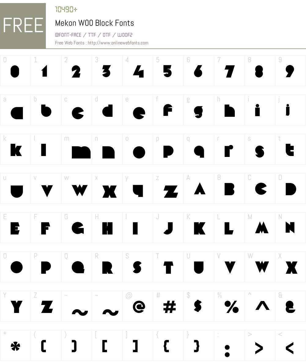 MekonW00-Block Font Screenshots