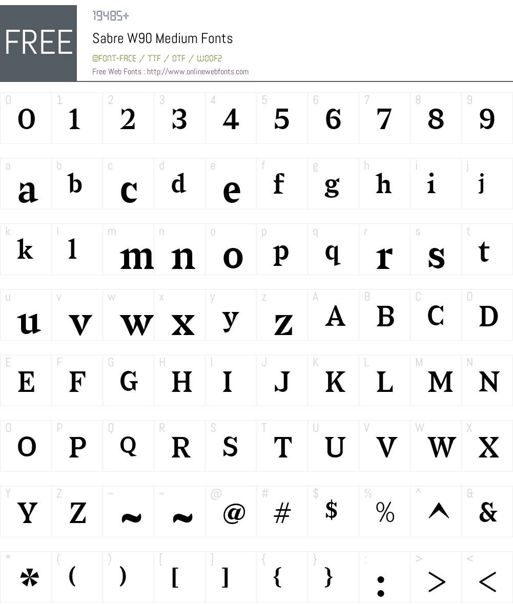 Sabre Font Screenshots