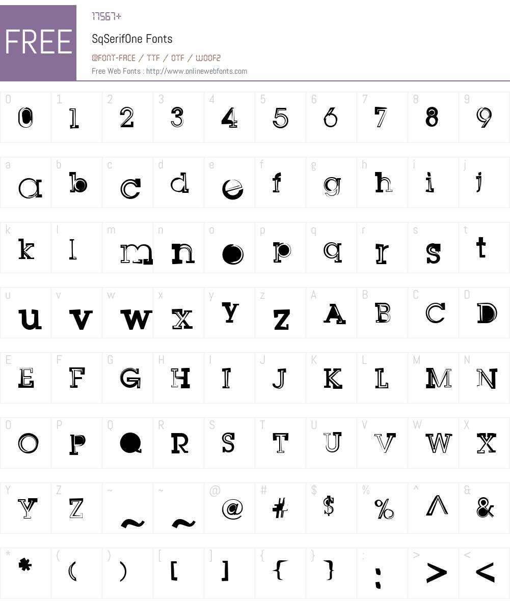SqSerifOne Font Screenshots