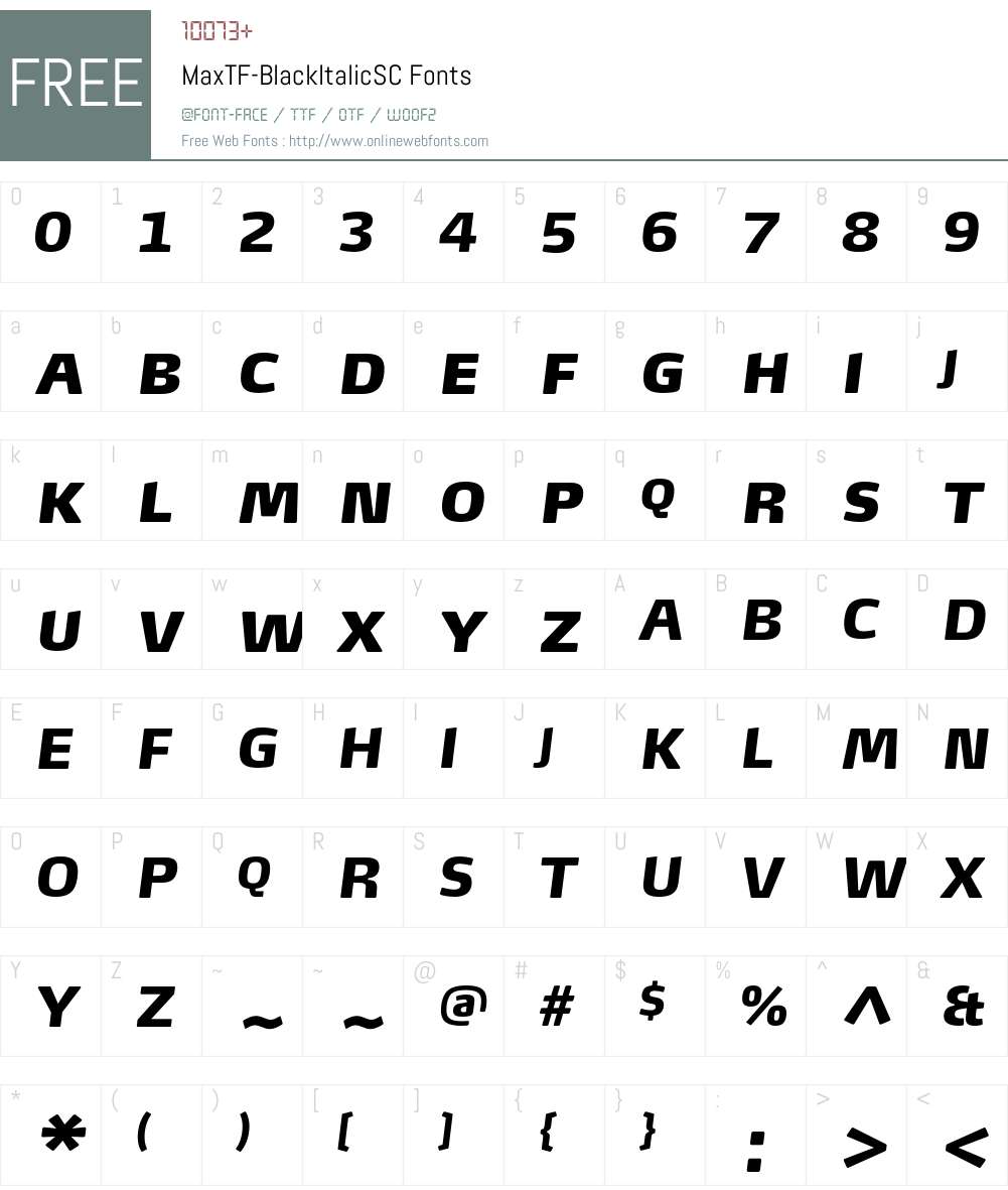 MaxTF-BlackItalicSC Font Screenshots