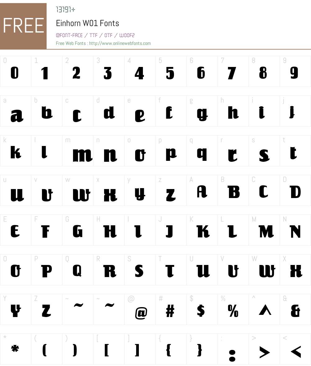 EinhornW01 Font Screenshots