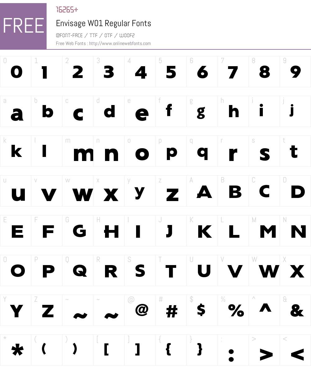 EnvisageW01-Regular Font Screenshots