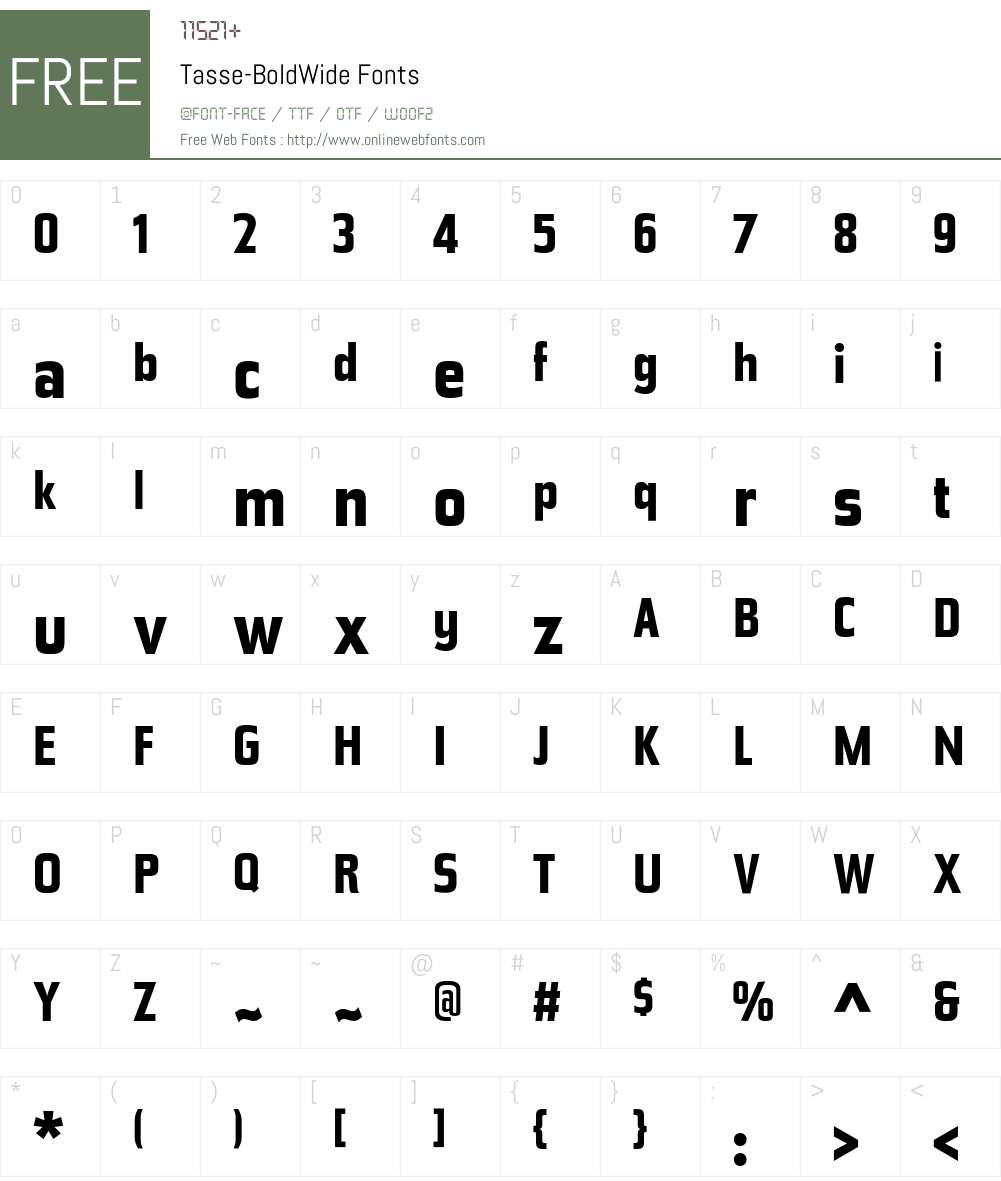 Tasse Font Screenshots