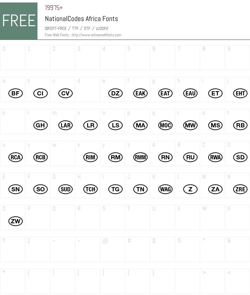 NationalCodes Font Screenshots