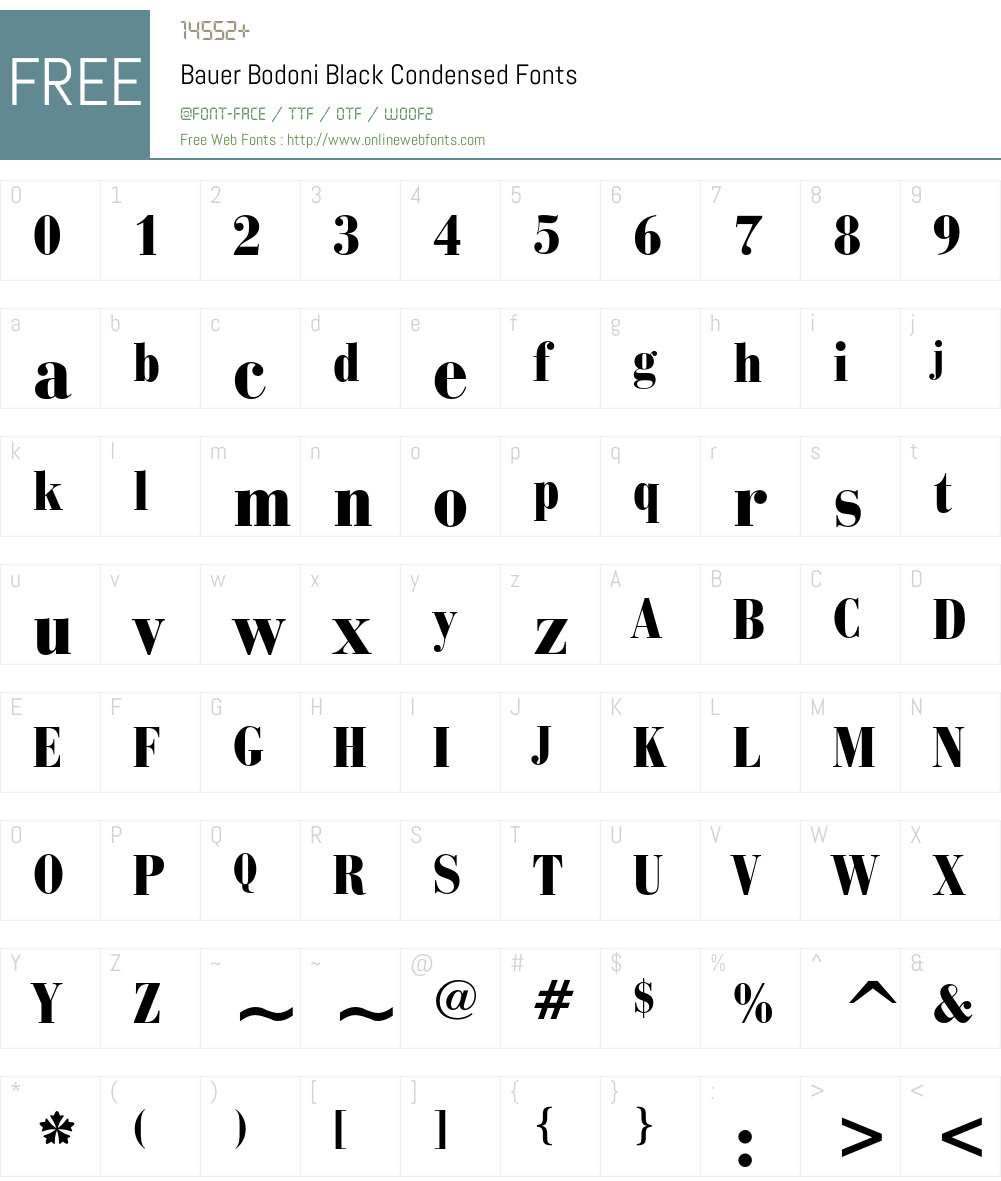 Bauer Bodoni Font Screenshots