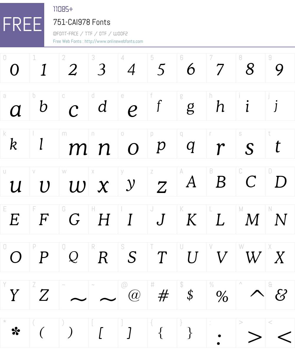 751-CAI978 Font Screenshots