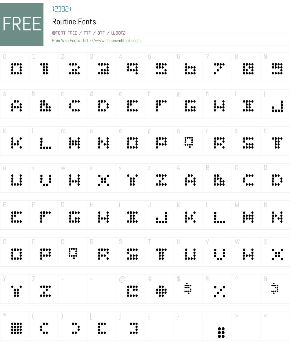 Routine Font Screenshots