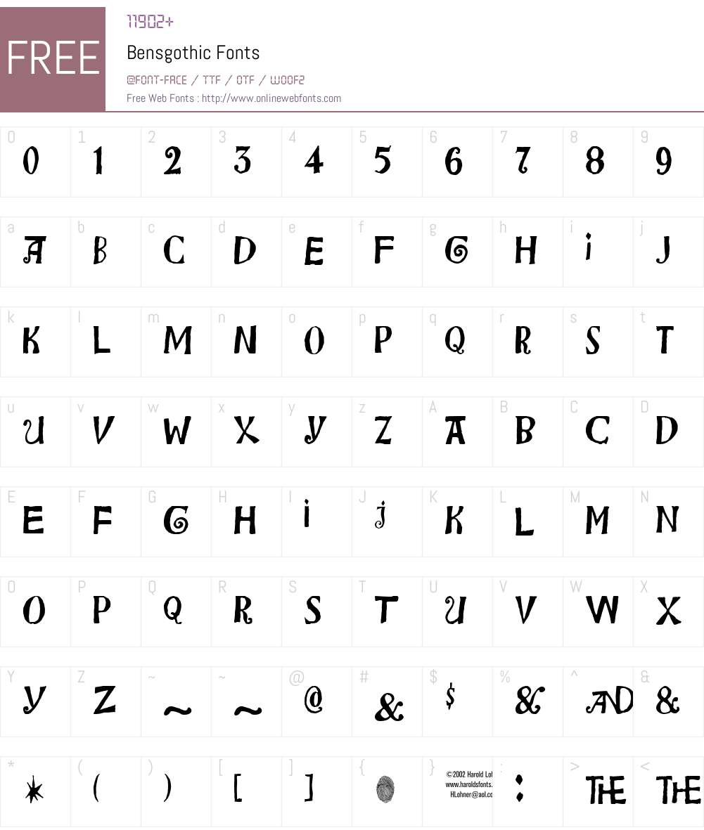 Bensgothic Font Screenshots