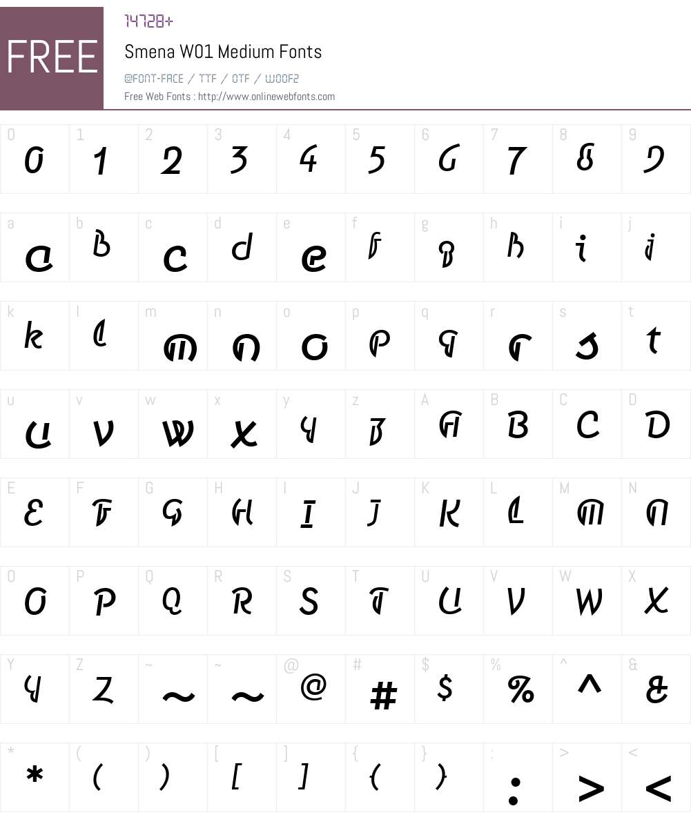 SmenaW01-Medium Font Screenshots
