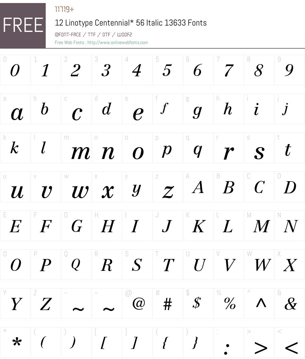 Centennial Font Screenshots