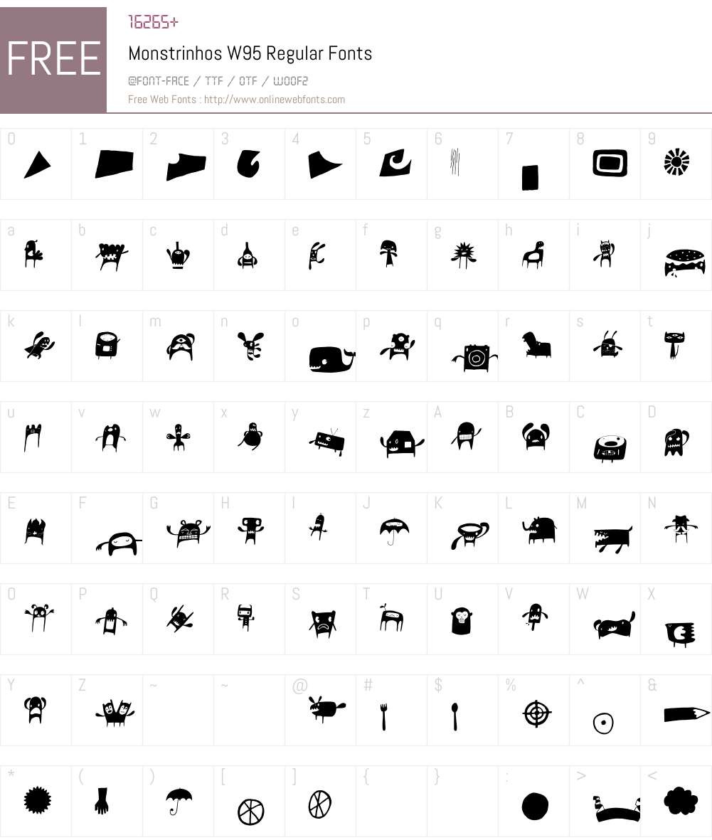 MonstrinhosW95-Regular Font Screenshots