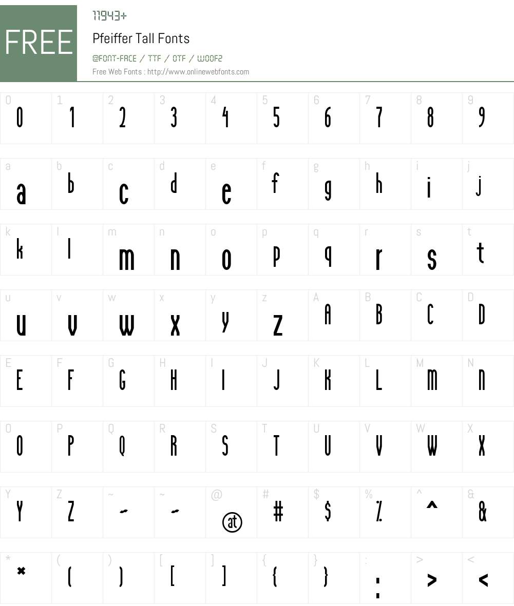 Pfeiffer Tall Font Screenshots