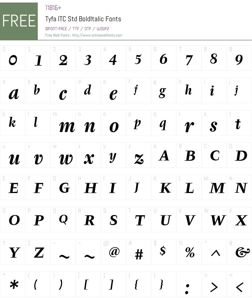 Tyfa ITC Std Font Screenshots