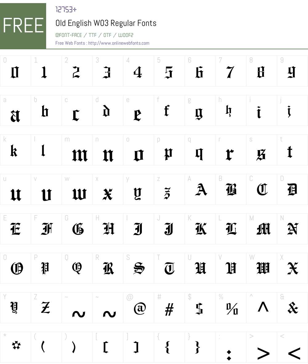 OldEnglishW03-Regular Font Screenshots