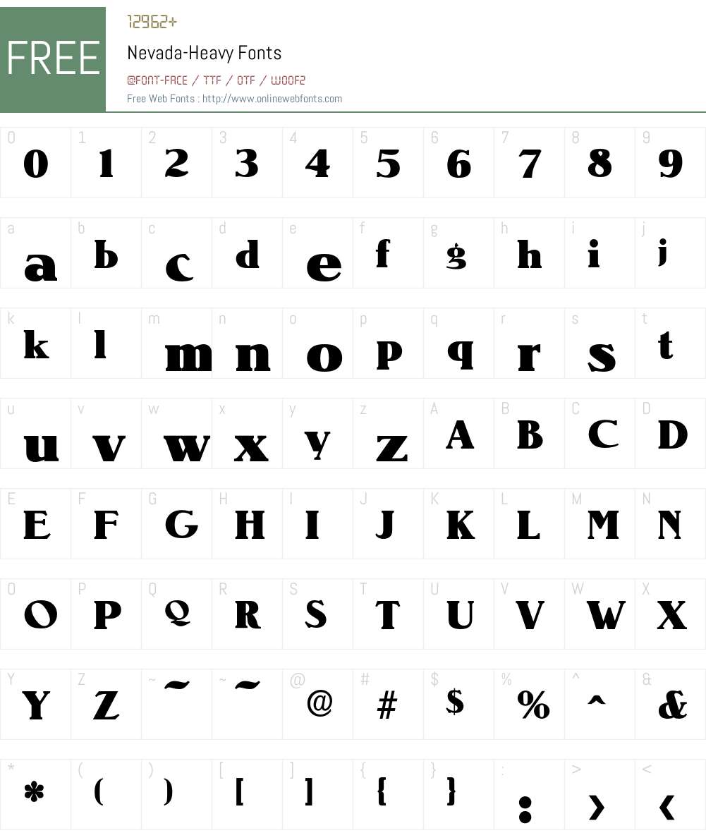 Nevada-Heavy Font Screenshots