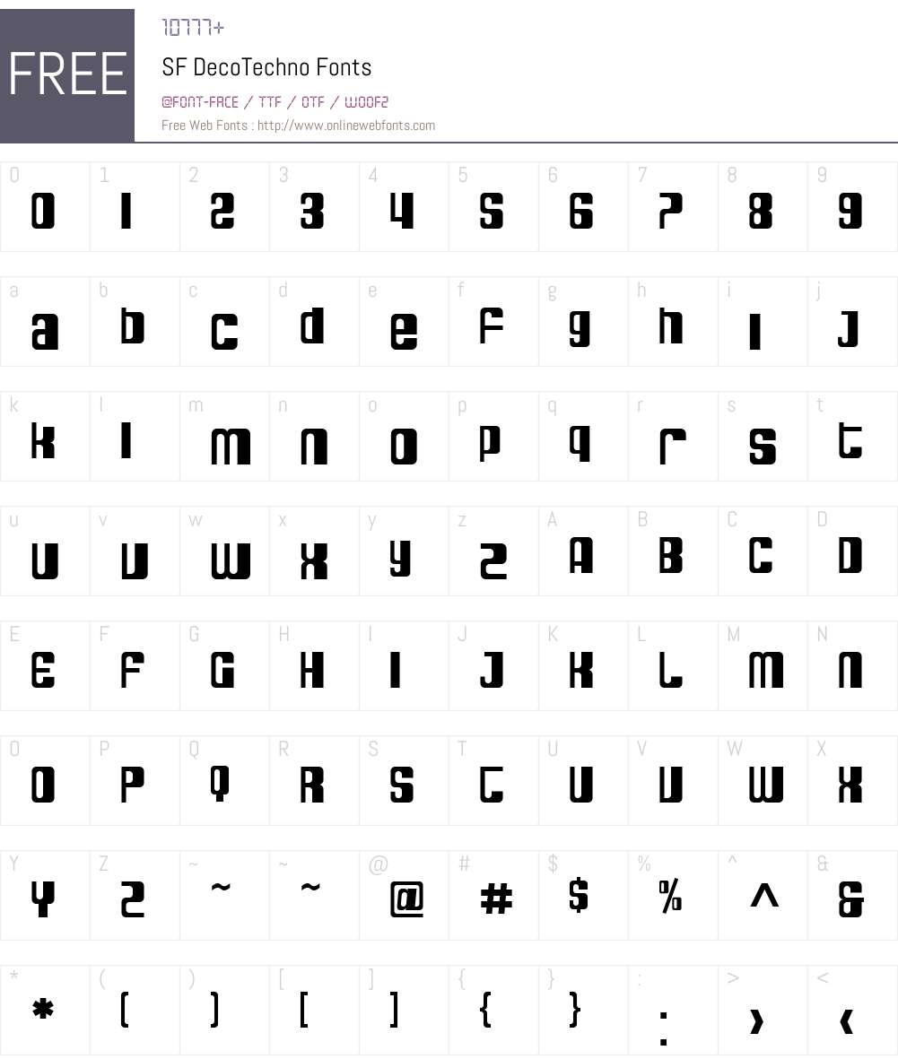SF DecoTechno Font Screenshots