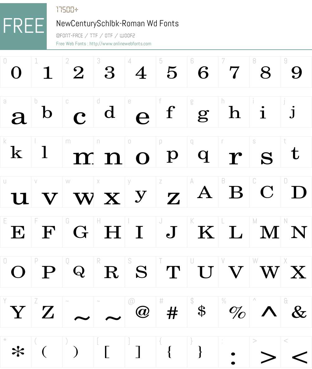 NewCenturySchlbk-Roman Wd Font Screenshots