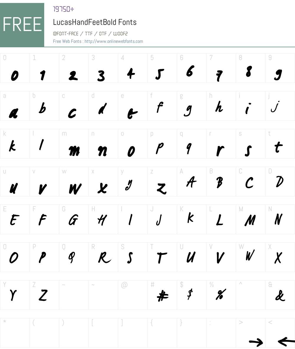 LucasHandFeetBold Font Screenshots