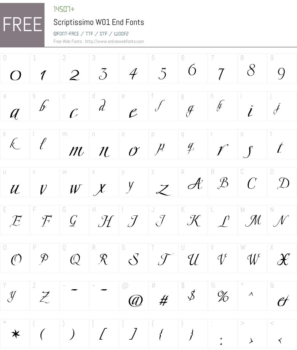 ScriptissimoW01-End Font Screenshots