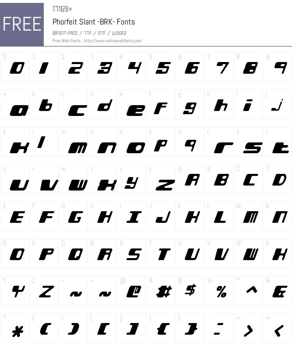 Phorfeit Slant (BRK) Font Screenshots
