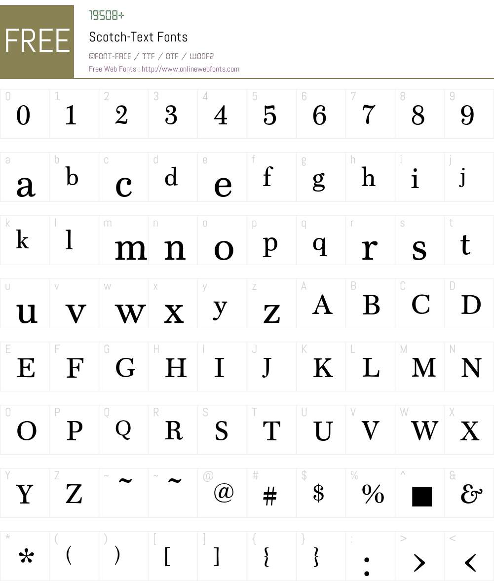 Scotch Font Screenshots