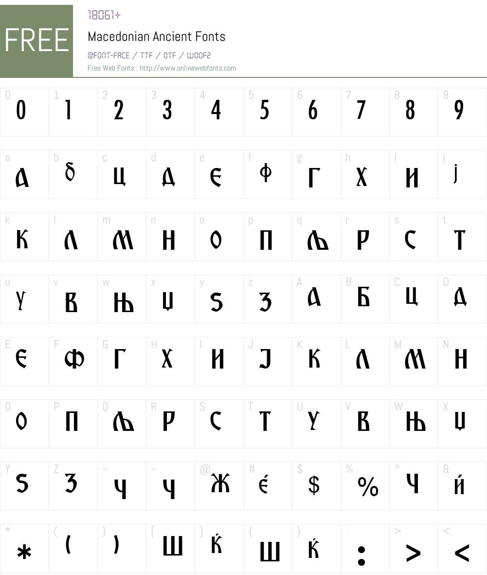 Macedonian Ancient Font Screenshots