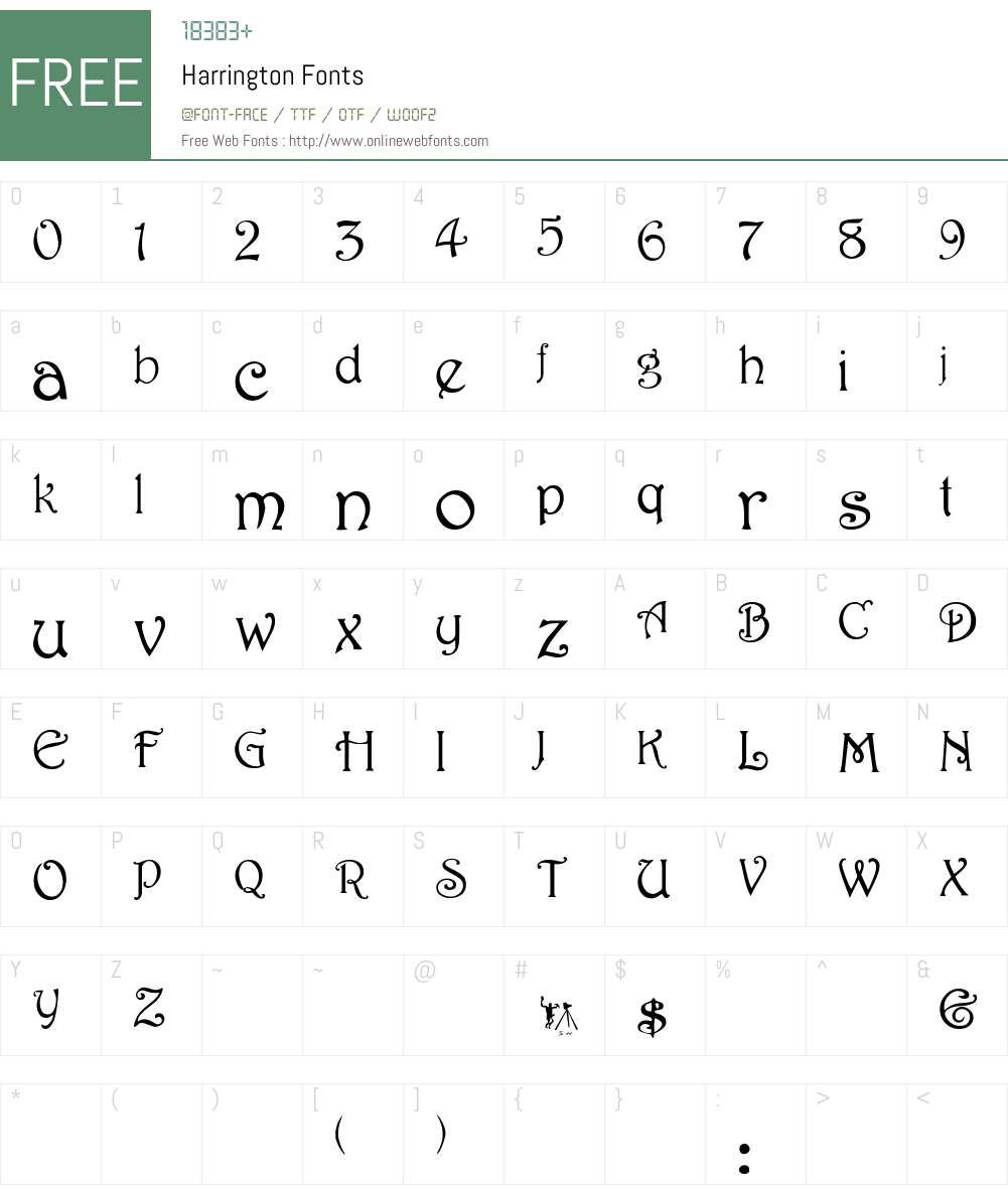 Harrington Font Screenshots