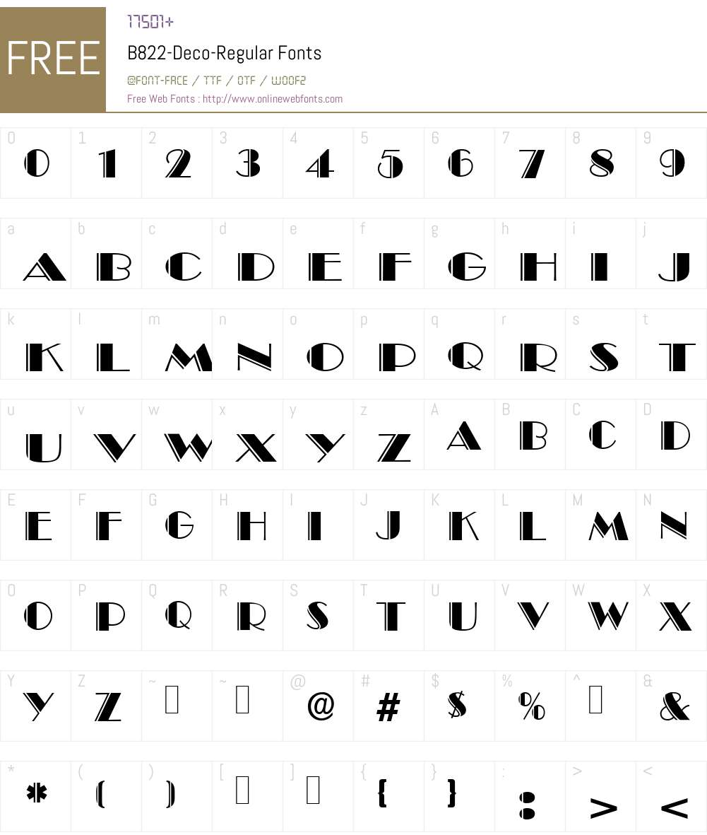 B822-Deco Font Screenshots