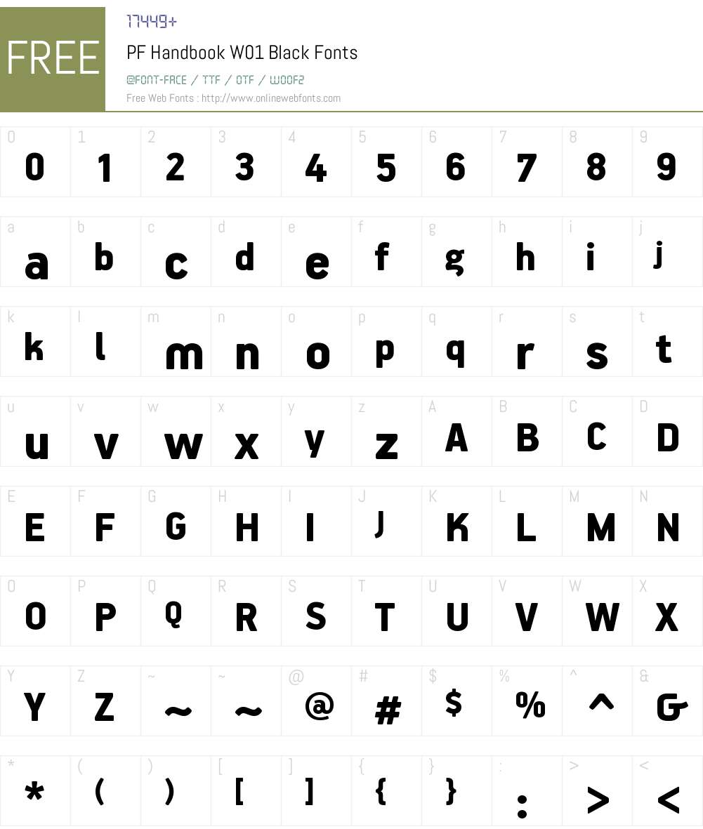 PFHandbookW01-Black Font Screenshots