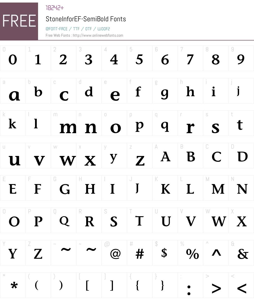 StoneInforEF Font Screenshots