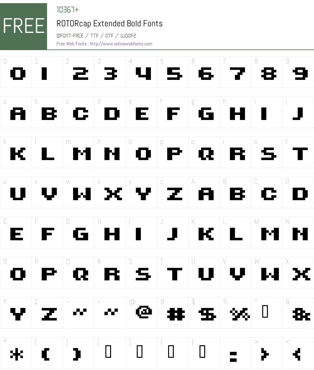 ROTORcap Extended Bold Font Screenshots