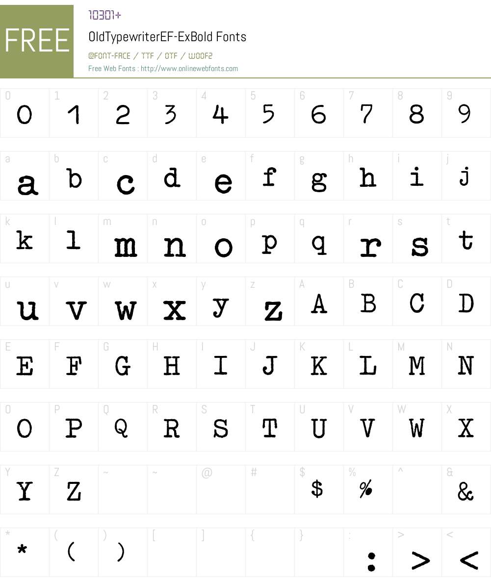 OldTypewriterEF Font Screenshots