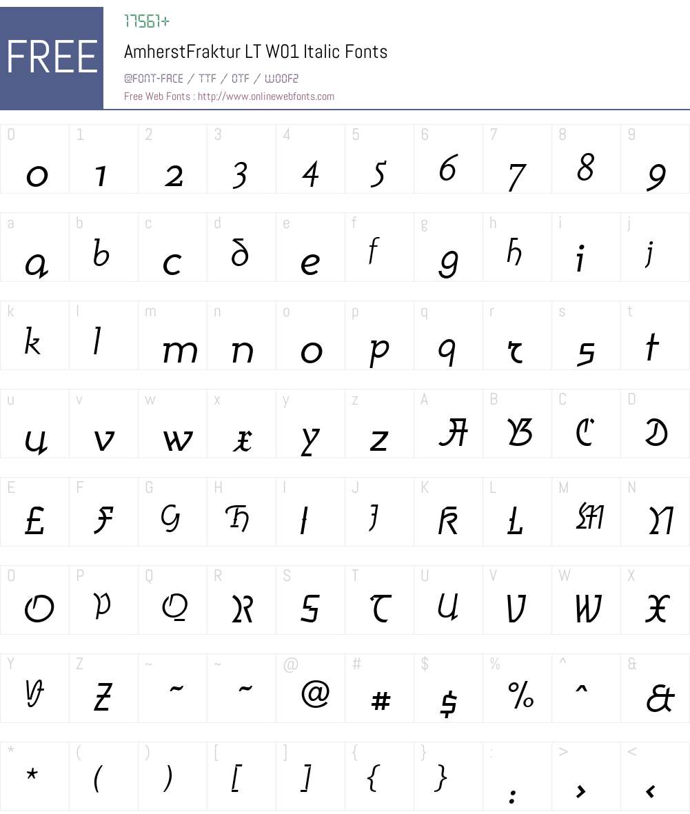 AmherstFrakturLTW01-Italic Font Screenshots