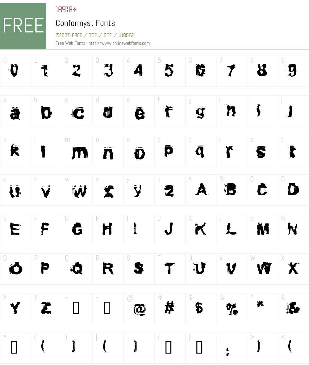 Conformyst Font Screenshots