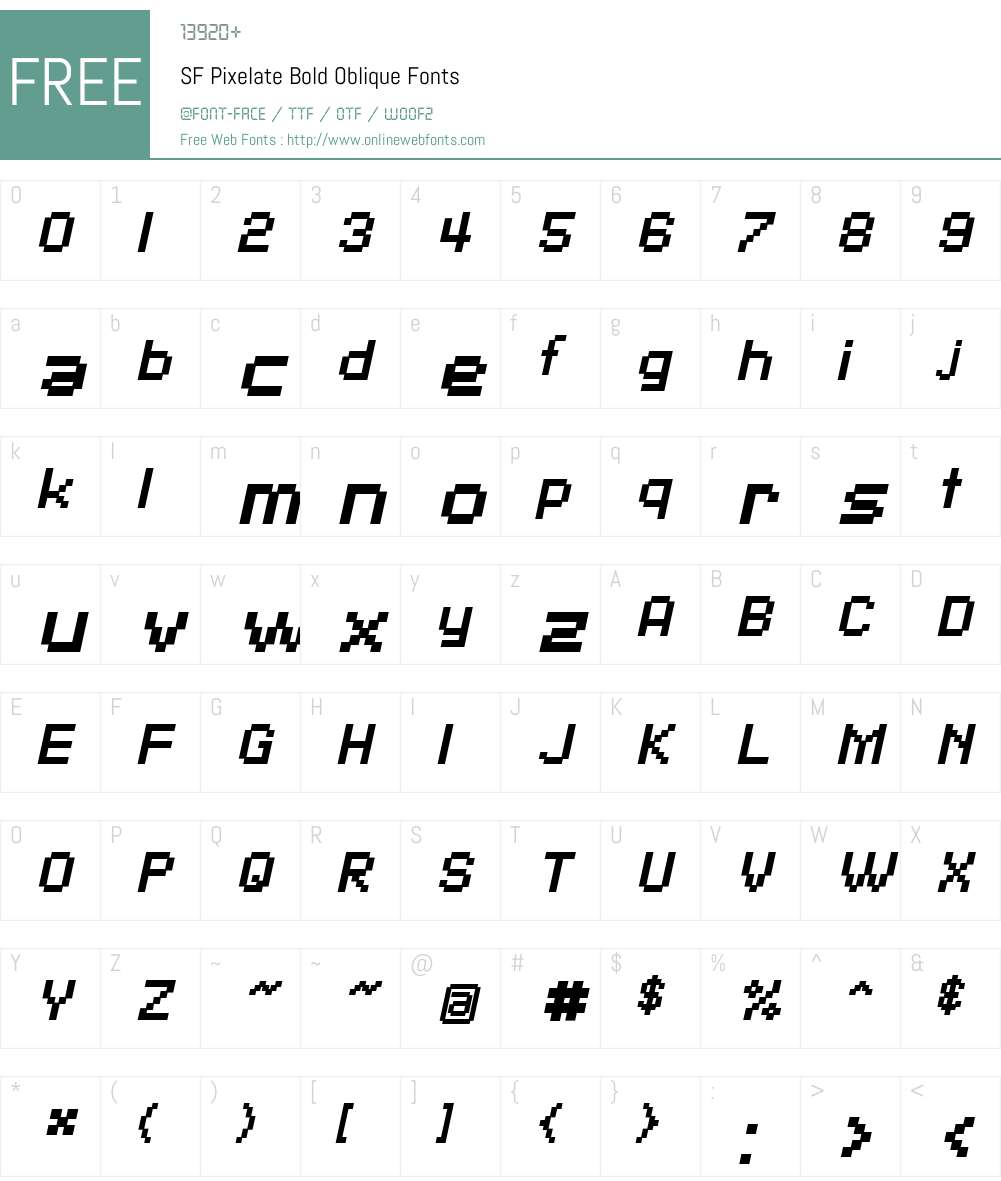SF Pixelate Font Screenshots