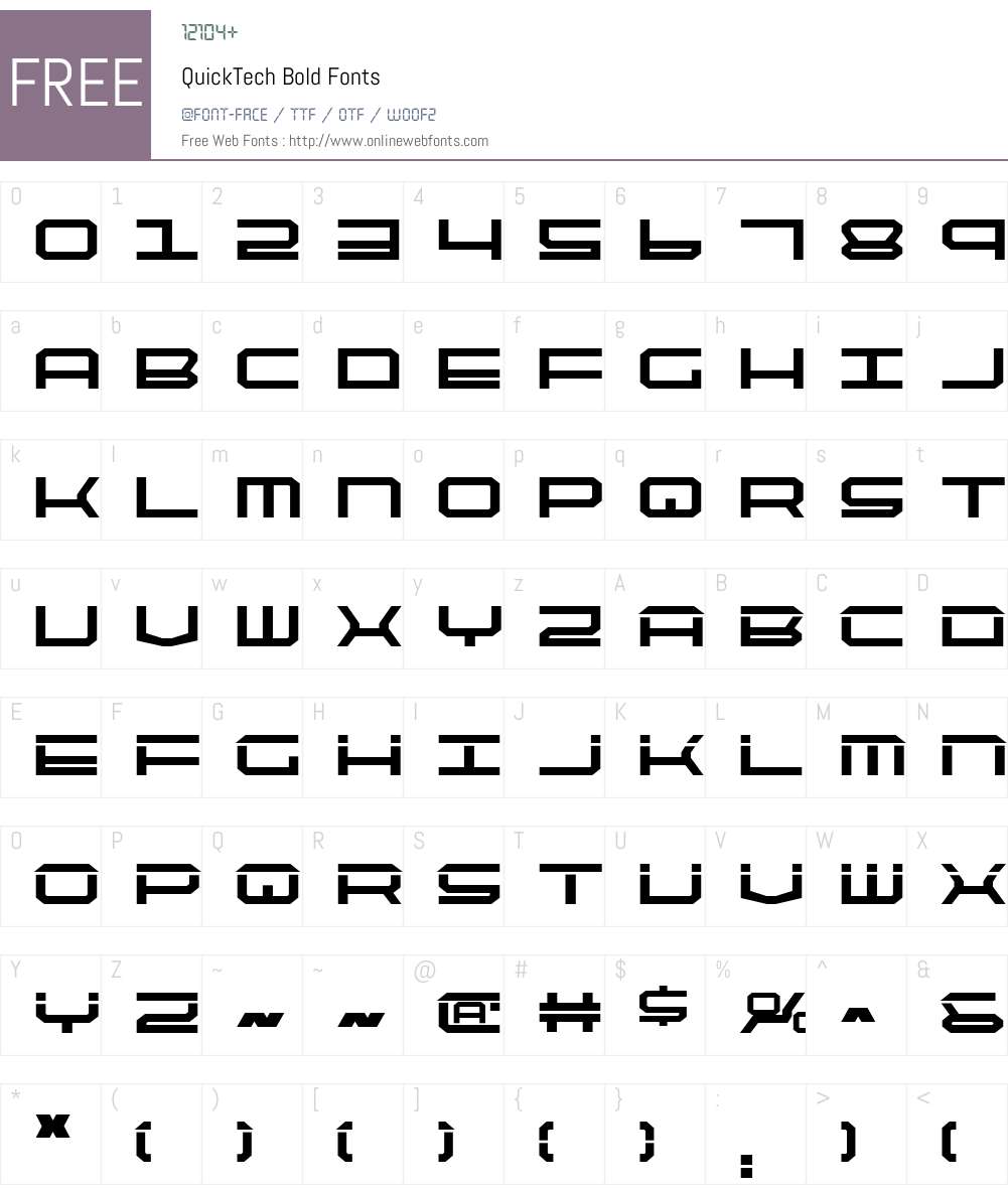 QuickTech Bold Font Screenshots