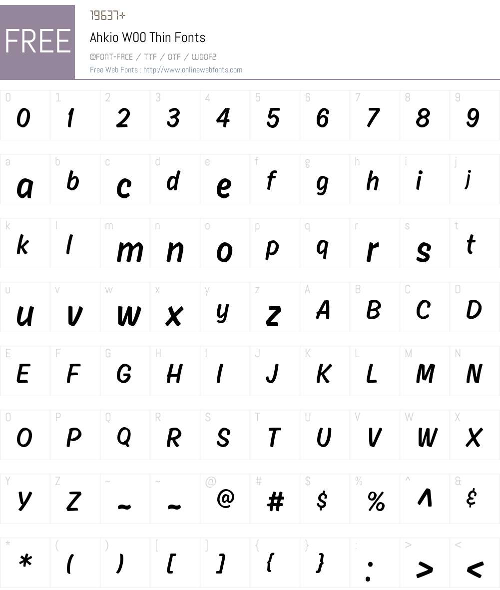 AhkioW00-Thin Font Screenshots