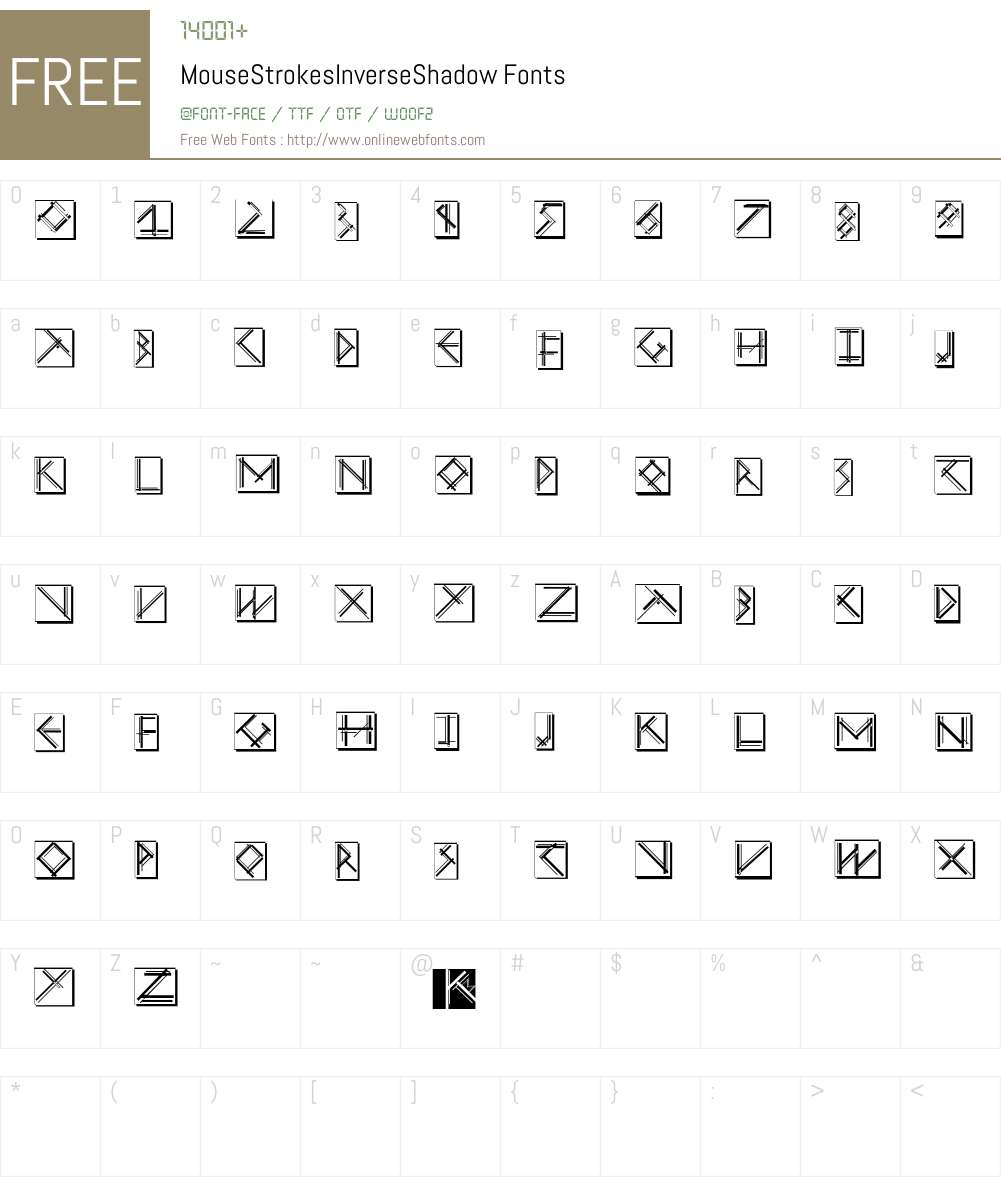 MouseStrokesInverseShadow Font Screenshots