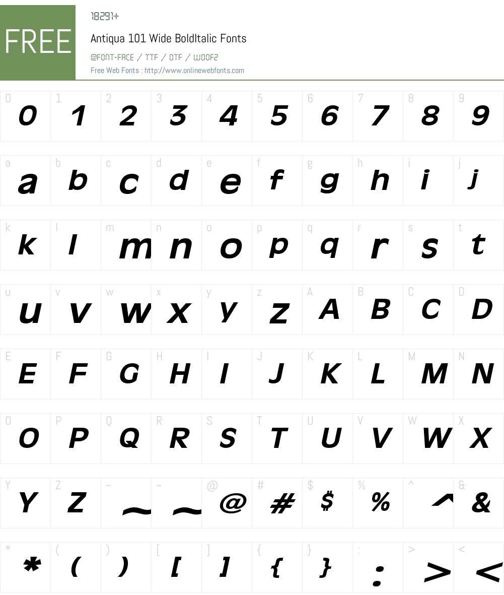 Antiqua 101 Wide Font Screenshots