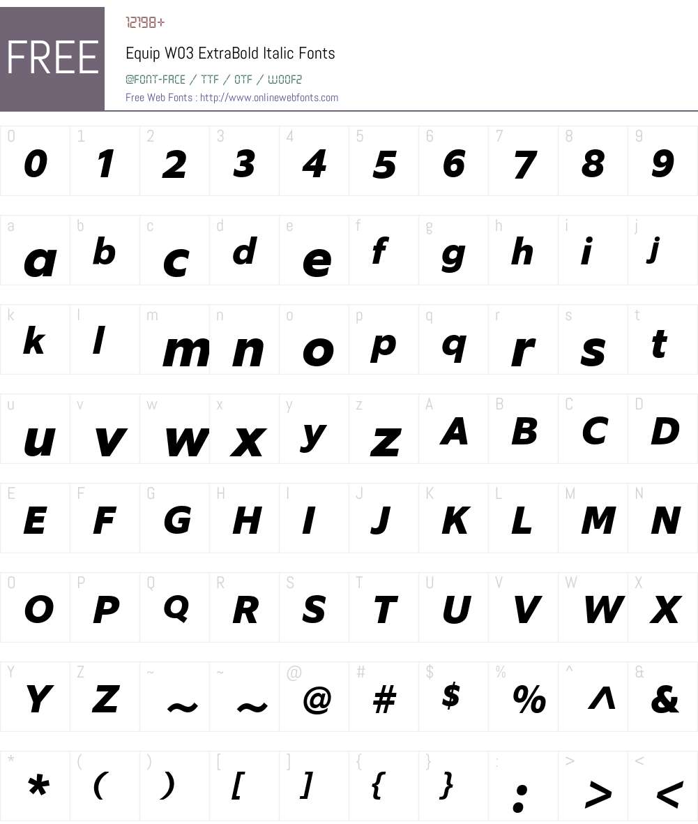 EquipW03-ExtraBoldItalic Font Screenshots